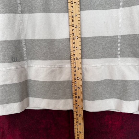LULULEMON ATHLETICA WOMENS STRIDE HIGH NECK JACKET WHITE GRAY STRIPES, 6 - Picture 16 of 16